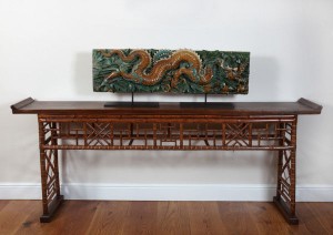 7 Chinese Sancai-Glazed Two-Piece 'Dragon' Tile Panel