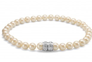 Lucent Creme Rhodium Crystal Pearl Necklace